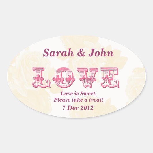 Gelbe Vintage Rose Candy Buffet Sticker (Vorderseite)