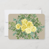 Gelbe Vintage Rose Elegante Hochzeit Einladung (Rückseite)