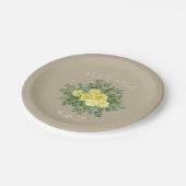 Gelbe Vintage Rose Elegante Hochzeit Pappteller (Schrägansicht)