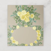 Gelbe Vintage Rose Elegante Hochzeit Platzkarte (Außenseite Aufgefaltet)