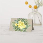 Gelbe Vintage Rose Elegante Hochzeit Platzkarte (Rückseite)
