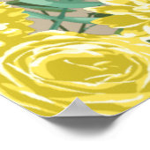 Gelbe Vintage Rose Elegante Hochzeit Poster (Ecke)