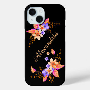 Gelbe violette Blumen Abstraktes Aquarellmuster Case-Mate iPhone Hülle