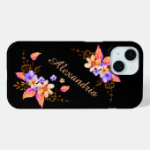 Gelbe violette Blumen Abstraktes Aquarellmuster Case-Mate iPhone Hülle (Rückseite (Horizontal))