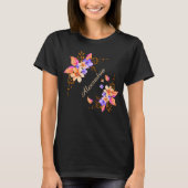 Gelbe violette Blumen Abstraktes Aquarellmuster T-Shirt (Vorderseite)