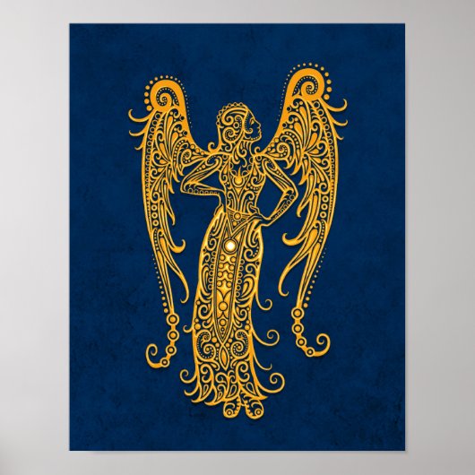 Gelbe Virgo Zodiac auf blau Poster (Vorne)