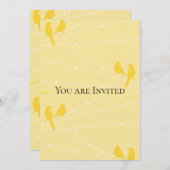 Gelbe Vögel auf einem Draht Einladung (Vorne/Hinten)