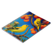 Gelbe Vögel auf einem Zweig Notizblock (Linke Seite)