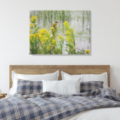 Gelbe Vögel auf gelben Blumen Leinwanddruck (Insitu (Schlafzimmer))
