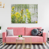 Gelbe Vögel auf gelben Blumen Leinwanddruck (Insitu (Wohnzimmer))