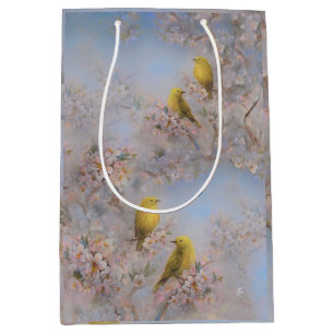 Gelbe Vögel - Geschenktasche - mittel Mittlere Geschenktüte
