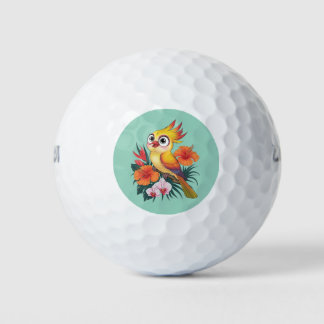Gelbe Vögel mit Blume Golfball