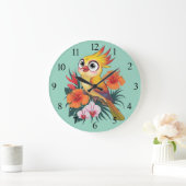 Gelbe Vögel mit Blume Große Wanduhr (Zuhause)