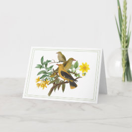 Gelbe Vögel mit botanischen Blume Karte