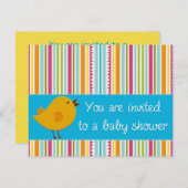 Gelbe Vogelbaby-Dusche Einladung (Vorne/Hinten)