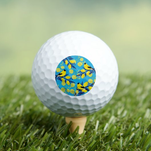 Gelbe Vogelmuster auf Zitronenbaum Golfball (Insitu T-Shirt)