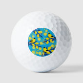 Gelbe Vogelmuster auf Zitronenbaum Golfball (Vorderseite)