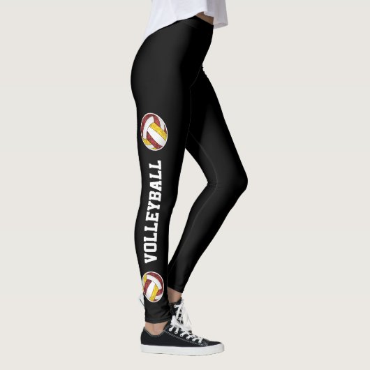 Gelbe Volleyball-Text auf Beinmädchen Leggings (Rechts)