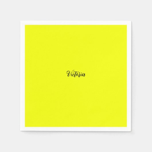 Gelbe Vollfarbenneoname oder Text löschen Serviette (Vorderseite)