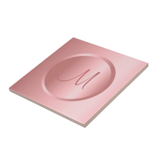 Gelbe Vorlage Monogram Elegante Rose Gold Fliese (Seite)