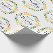 Gelbe W/C-Blume - Namen und Datum der weißen Hochz Geschenkpapier (Ecke)