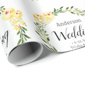 Gelbe W/C-Blume - Namen und Datum der weißen Hochz Geschenkpapier (Rolleneckpunkt)
