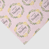 Gelbe W/C-Blume - Namen und Datum Rosa Hochzeit Seidenpapier (Ausschnitt)