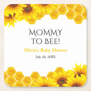 Gelbe Waben-Mommy-to-Bee-Baby-Party Rechteckiger Pappuntersetzer