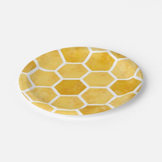 Gelbe Wabenpapierplatte Pappteller (Schrägansicht)