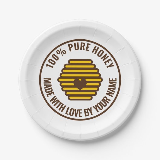 Gelbe Wabenplatten Pappteller (Vorderseite)