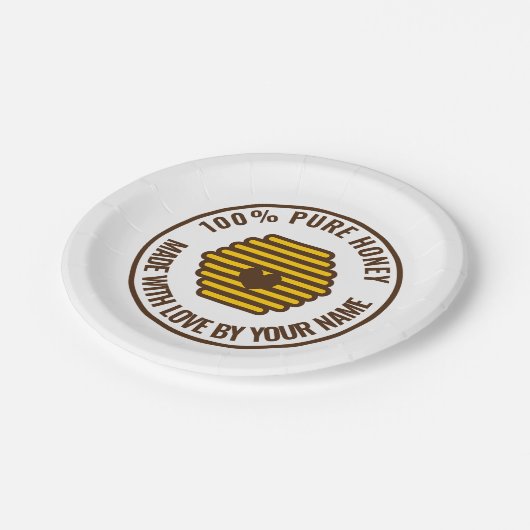 Gelbe Wabenplatten Pappteller (Schrägansicht)