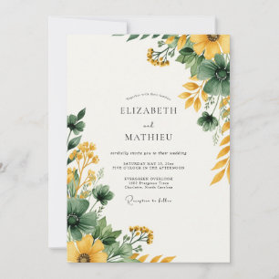 Gelbe Waldgrüne Erdiges Wiesenhochzeit Einladung