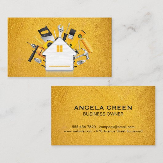 gelbe Wandtextur | Zuhause Reparaturwerkzeuge Visitenkarte (Vorne/Hinten)