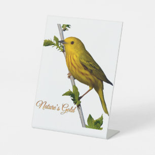 Gelbe Warbler "Nature's Gold" gedruckte Kunstkarte Sockelschild