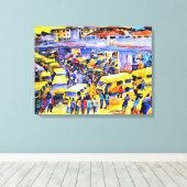 Gelbe Warteschlange Leinwanddruck (Insitu (Holzboden))