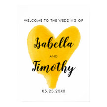 Gelbe Wasserfarbe Begrüßung Hochzeitsschrift