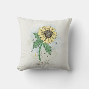 Gelbe Wasserfarbe Blume Glaube Kissen