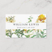 Gelbe Wasserfarbe Blüten & Grüne Beruflich Visitenkarte (Vorderseite)