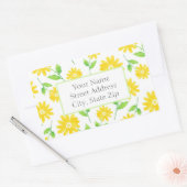 Gelbe Wasserfarbe Daisy Stems Muster Etiketten Rechteckiger Aufkleber (Umschlag)