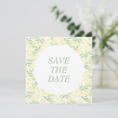 Gelbe Wasserfarbe Elegante Hochzeit mit Flora Save The Date (Stehend Vorderseite)