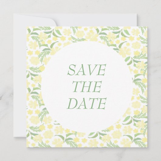 Gelbe Wasserfarbe Elegante Hochzeit mit Flora Save The Date (Vorderseite)