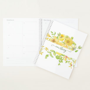 Gelbe Wasserfarbe floral personalisiert   Planer