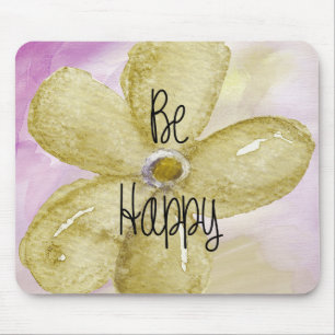 Gelbe Wasserfarbe Happy Blume Mousepad