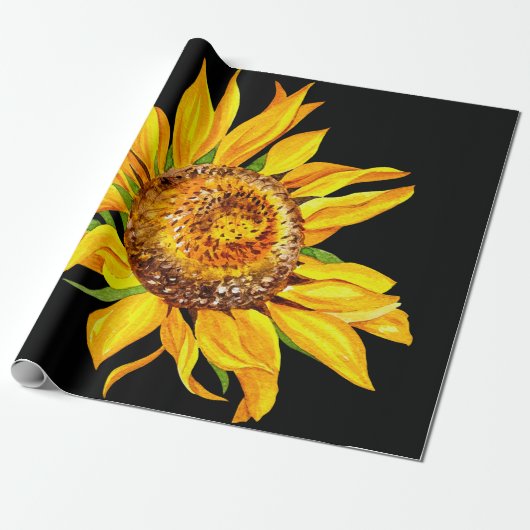Gelbe Wasserfarbe Sonnenblume Geschenkpapier (Ungerollt)