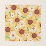 Gelbe Wasserfarbe Sonnenblume und Daisy  Schal<br><div class="desc">Gelbe Sonnenblumen in Aquarellfarben und dunkles Muster</div>