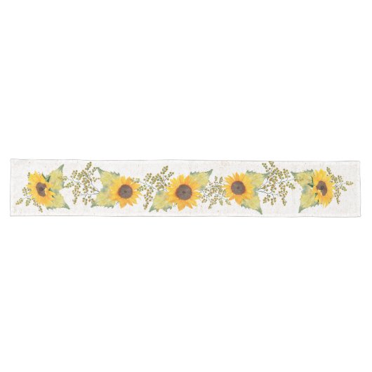 Gelbe Wasserfarbe Sonnenblumen Großer Tischläufer (Horizontal)
