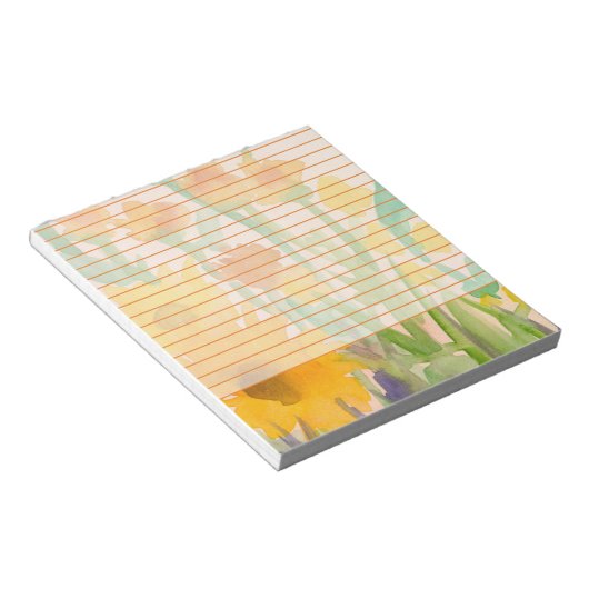 Gelbe Wasserfarbe Sonnenblumen Orange Lined Notizblock (angewinkelt)