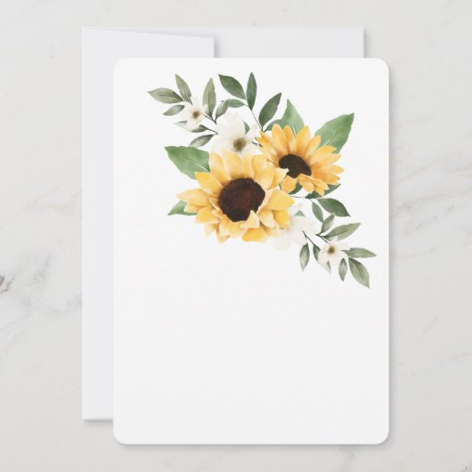 Gelbe Wasserfarbe Sonnenblumen und Hochzeit von Wi Einladung (Rückseite)
