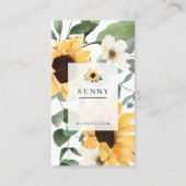Gelbe Wasserfarbe Sonnenblumen und Wildblume Bohem Visitenkarte (Vorderseite)