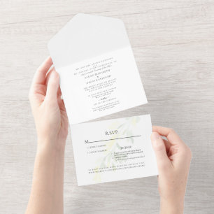 Gelbe Wasserfarbe Wildblume Zwei Orte Hochzeit All In One Einladung